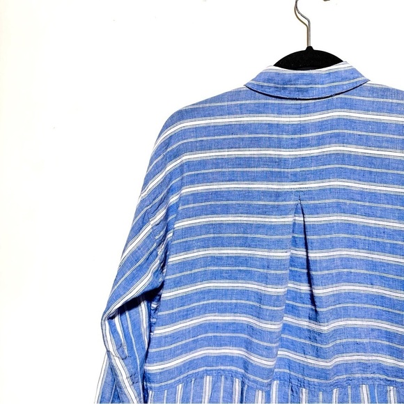 J. Jill Love Linen Button Down Shirt Long Sleeves Stiped Blue /White Size XS - Picture 8 of 11